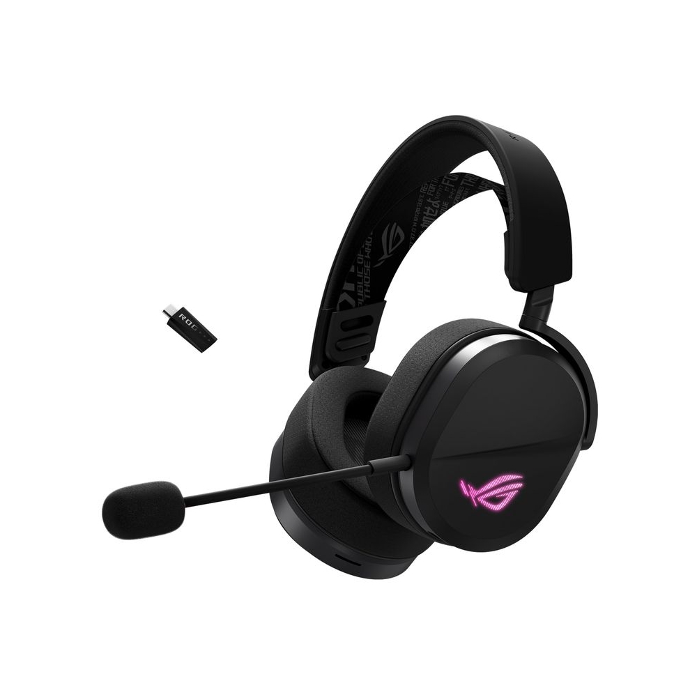 ASUS ROG Pelta Wireless Gaming Headset (BT, ROG SpeedNova 2.4GHz, USB-C, Lightweight 309g, 50mm ROG Titanium-Plated Drivers, 10mm Super-Wideband Mic, RGB, 70HR Battery, for PC, Switch, PS5)- Black