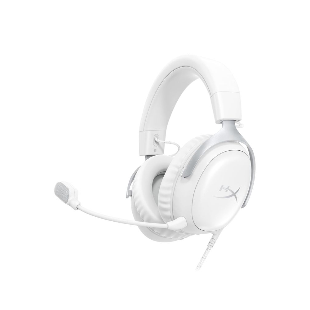 HyperX Cloud III – Wired Gaming Headset, PC, PS5, Xbox Series X|S, Angled 53mm Drivers, DTS, Memory Foam, Durable Frame, Ultra-Clear 10mm Mic, USB-C, USB-A, 3.5mm – White