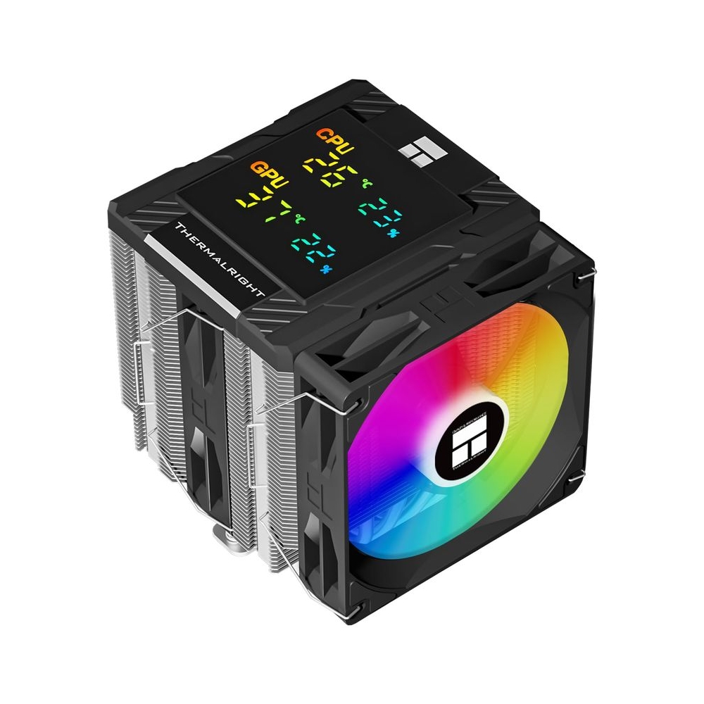 Thermalright Peerless Assassin 120 Digital ARGB Black CPU Air Cooler, Digital Screen Top Cover,6 Heatpipes Computer CPU Cooler, for AM4/AM5,Intel LGA1700/1851/1150/1151/1200, PC Cooler-Black ARGB