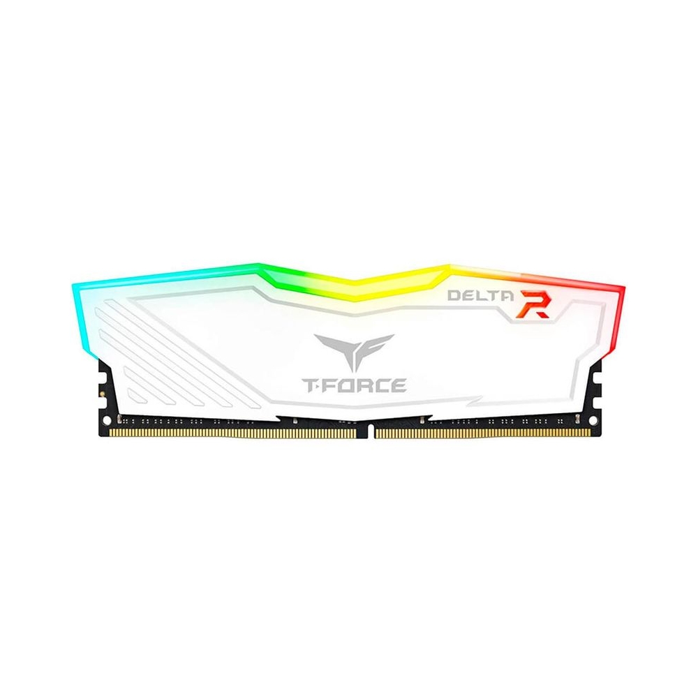 TeamGroup T-Force Delta RGB 8GB 3200MHz (3200MT/s) CL16 White DDR4 Desktop Gaming Memory, Metal Heatsink, ARGB Motherboard Sync, XMP 2.0, for Intel/AMD CPU, High Performance Low Latency RAM Module