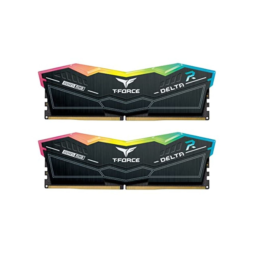 TeamGroup T-Force Delta RGB 2x16GB 6000MHz (6000MT/s) CL38 Black 32GB DDR5 RAM Kit, Desktop Gaming Memory, Metal Heatsink, ARGB Sync, ECC, XMP 3.0/EXPO, For Intel/AMD CPU, High Performance Low Latency
