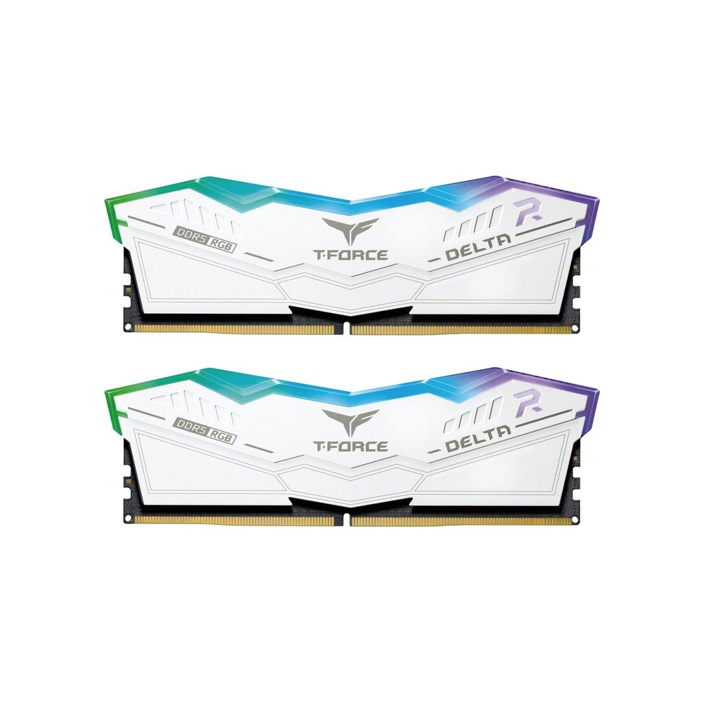 TeamGroup T-Force Delta RGB 2x16GB 6000MHz (6000MT/s) CL30 White 32GB DDR5 RAM Kit, Desktop Gaming Memory, Metal Heatsink, ARGB Sync, ECC, XMP 3.0/EXPO, For Intel/AMD CPU, High Performance Low Latency