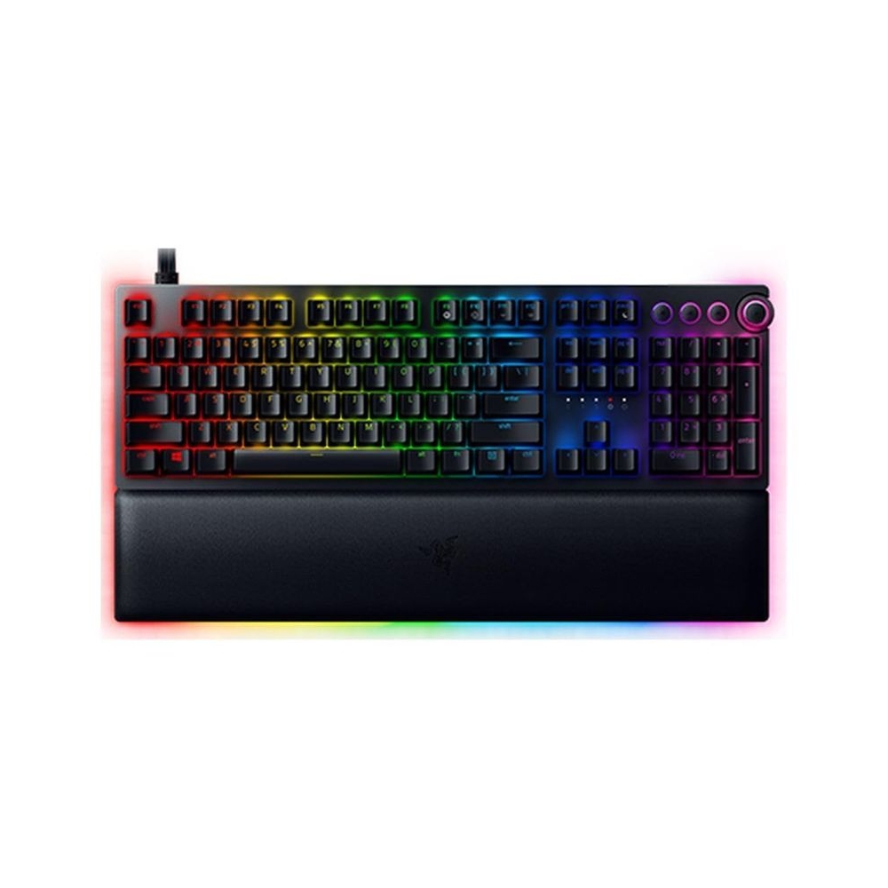 Razer Huntsman V2 Analog Gaming Keyboard: Adjustable Actuation via Analog Optical Switches - Rapid Trigger Mode - Chroma RGB Lighting - Magnetic Wrist Rest - Dedicated Media Keys & Dial - Black