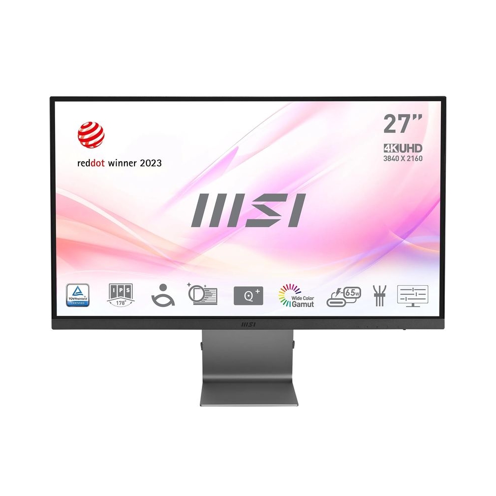 MSI Modern MD271UL, 27 Inch (68.58 cm), IPS Panel, 4K UHD 3840 x 2160, Silver, Eye-Friendly Screen, 99% DCI-P3/139% SRGB, 2X HDMI 2.0b, DP 1.2a, USB Type-C 65W PD Monitor