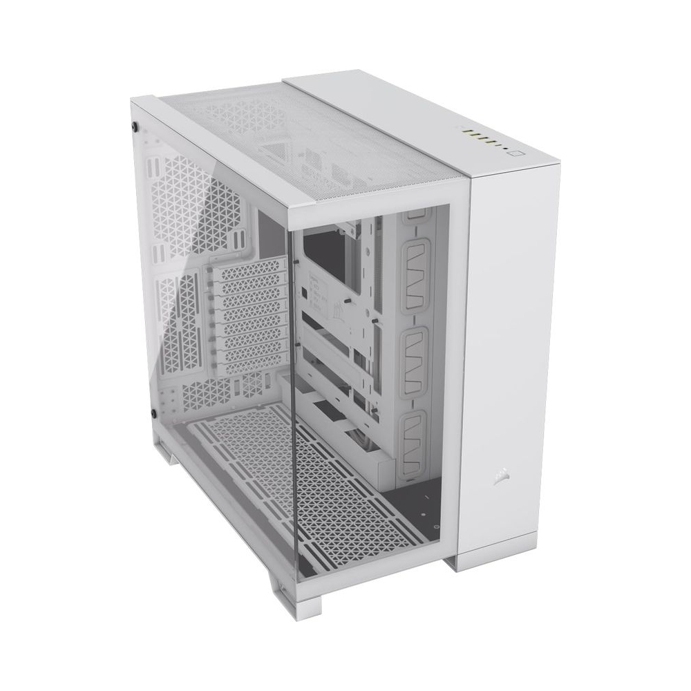CORSAIR 6500X Mid-Tower ATX Dual Chamber PC Case – Panoramic Tempered Glass – Reverse Connection Motherboard Compatible – No Fans Included – White