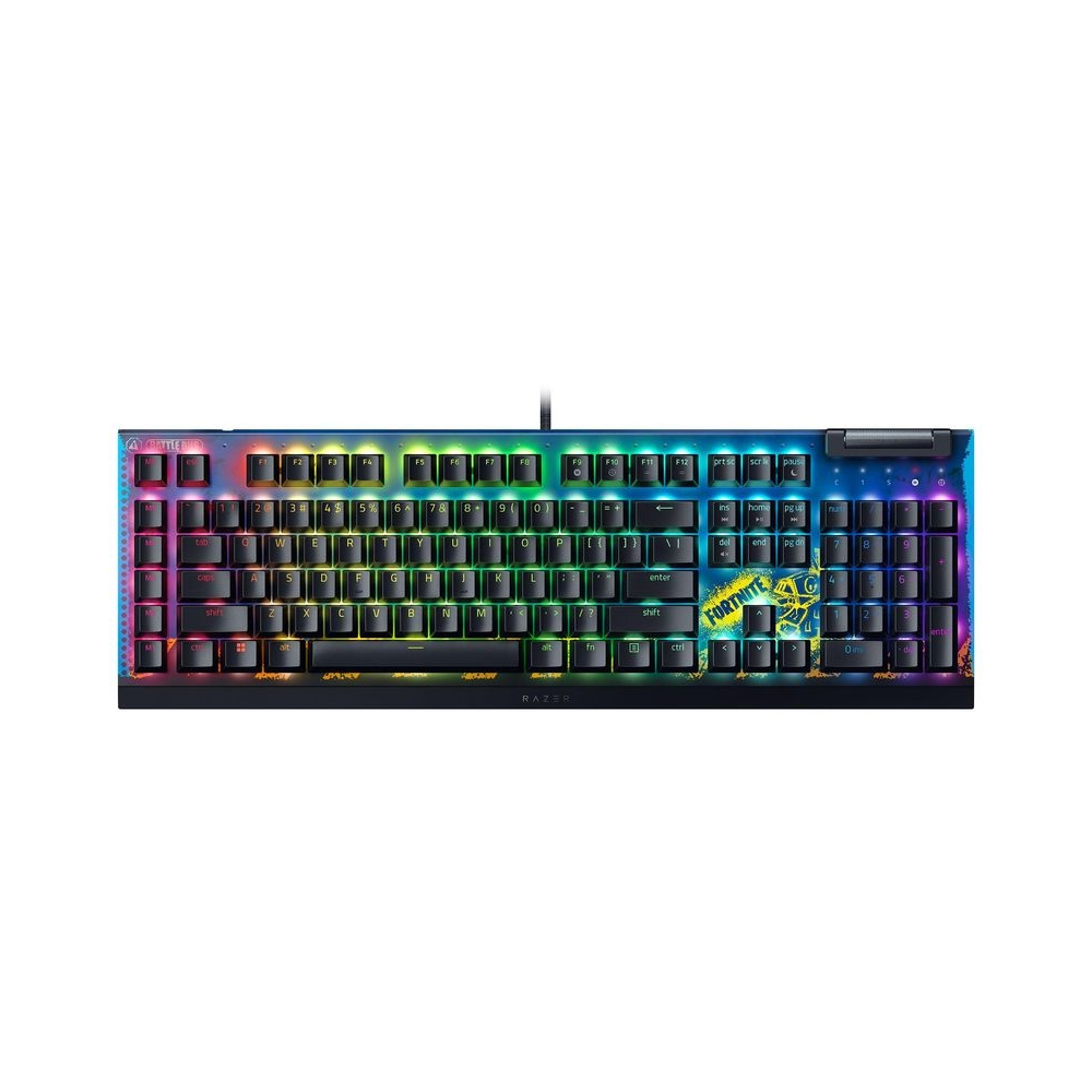 Buy Razer BlackWidow V4 X Mechanical Gaming Keyboard: Yellow Switches Linear & Silent - 6 Macro Keys - Chroma RGB - Doubleshot ABS Keycaps - Media Controls - Sound Dampening & Stabilizers - Fortnite Best Price in Netherlands, Express Delivery Amsterdam, Rotterdam, The Hague, Utrecht, Eindhoven, Groningen, Tilburg, Almere, Breda, Nijmegen, Apeldoorn, Haarlem