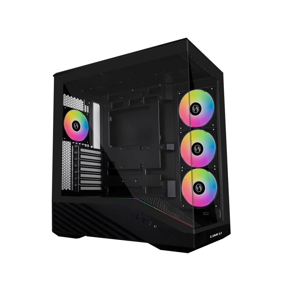 Lian Li V100 ATX Mid-Tower PC Case, 4 x 120mm ARGB PWM Fans Pre-Installed, LED RGB Strip, Display Platform with Tempered Glass, Support 420mm GPUs, 360mm Radiator - Black G99.V100RX.in