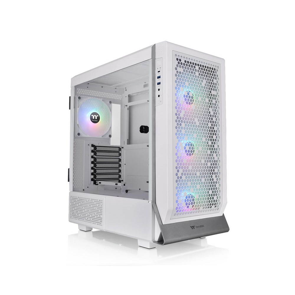 Thermaltake Ceres 500 Snow Edition Mid Tower E-ATX Computer Case with Tempered Glass Side Panel; 4 Preinstalled PWM ARGB Fans; Rotational PCIe Slots & GPU Holder; CA-1X5-00M6WN-00; 3 Years Warranty