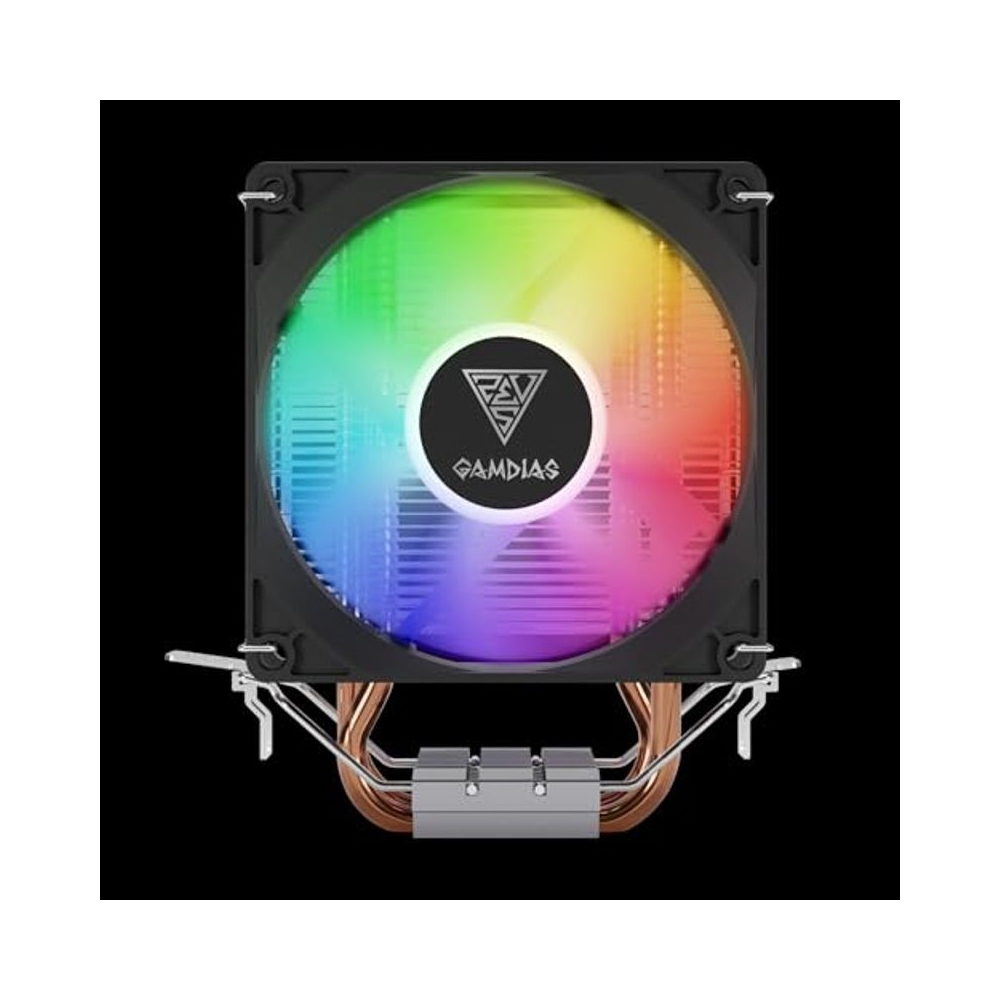 GAMDIAS Boreas E1 210 LITE CPU AIR Cooler with Rainbow LED Lightning Fan - Black | Support LGA1700/1151/1150/1155/1156/1200/AM5/AM4/AM3 Motherboard | Low INTERFRENCE Bracket | 34.6 CFM AIR Flow