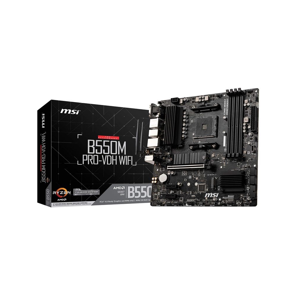 MSI MB5033 B550M PRO-VDH WiFi Ryzen 5000 Series (AM4) Compatible, M.2 Heatsink, Wi-Fi Function, MicroATX [AMD B550 Equipped]