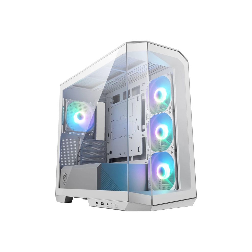 MSI MAG PANO M100R PZ White Gaming Case: Sleek White Mid-Tower Chassis with RGB Lighting, Tempered Glass, Mystic Light Sync, and Enhanced Airflow for an Exceptional Gaming PC Build
