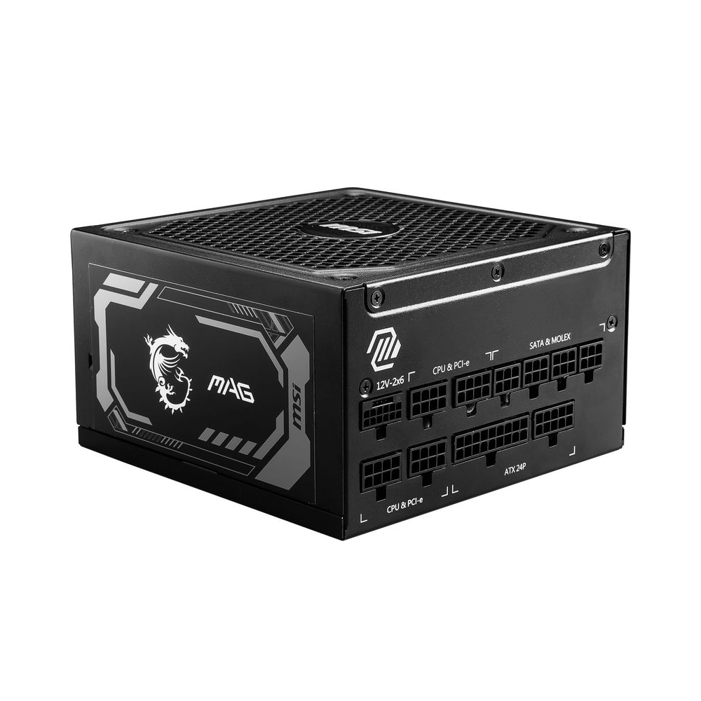 MSI MAG A1000GL PCIE5 Power Supply Unit, 1000W, 80 Plus Gold, ATX 3.1, PCIe 5.1 GPU Support, ATX PSU, Black Flat Cable