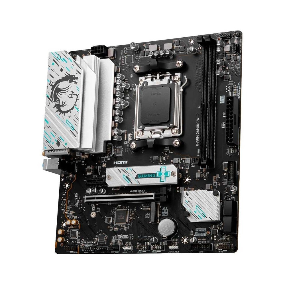 MSI B650M Gaming WiFi Motherboard, mATX - Supports AMD Ryzen 7000 Series Processors, AM5 - DDR5 Memory Boost 7800+ MHz/OC, PCIe 4.0 x16, M.2 Gen4, Wi-Fi 6E