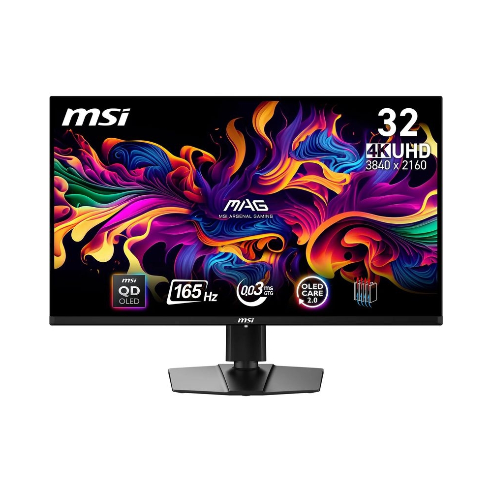 MSI MAG 321UP QD-OLED 31.5 Inch 4K UHD Gaming Monitor - 3840x2160 Quantum Dot OLED Panel, 165Hz,0.03ms,DCI-P3, DisplayHDR True Black 400 - DP 1.4a, HDMI 2.1(UHD 165Hz), USB Type-C