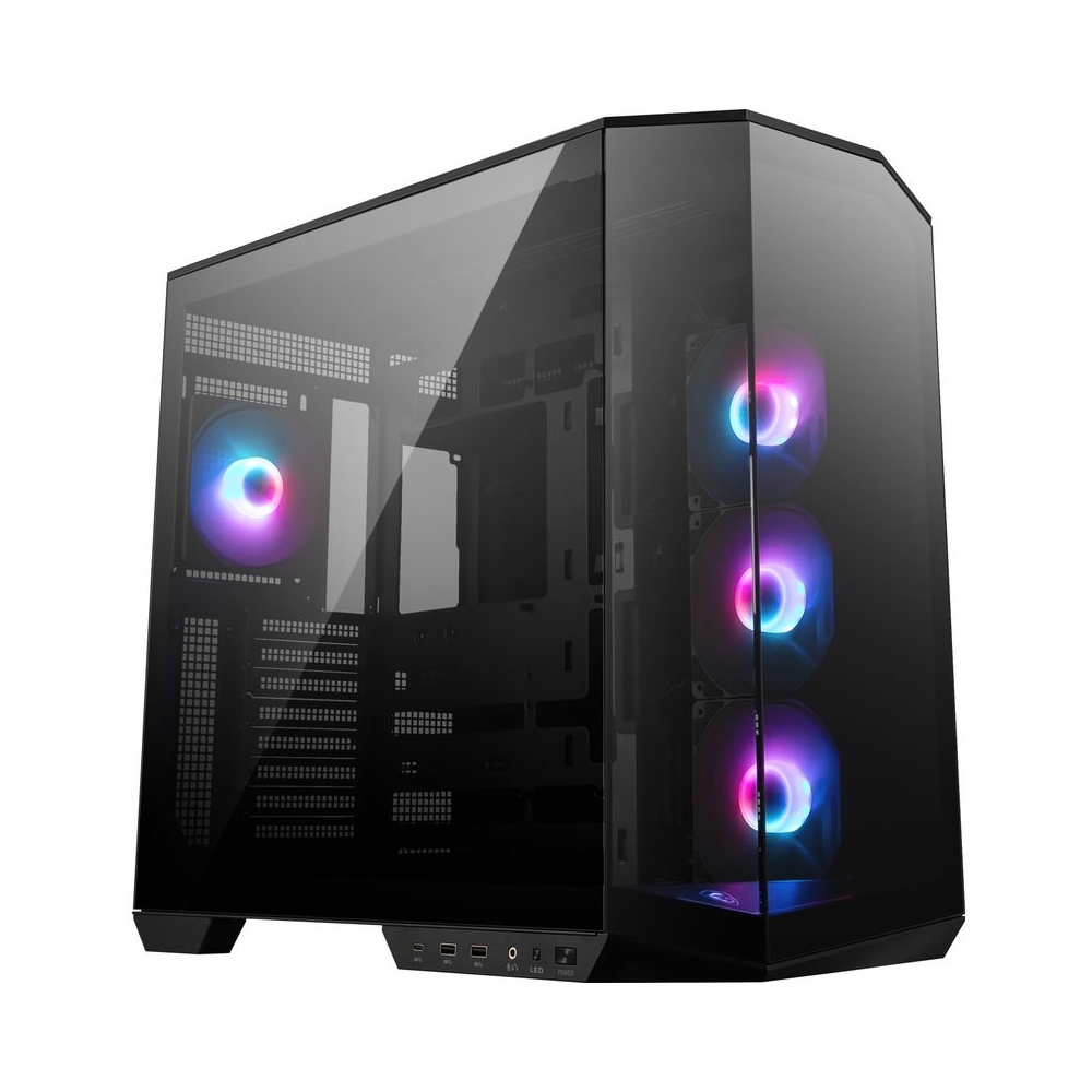 MSI MAG PANO 100R PZ ATX PC Case - ATX Capacity, Verical GPU Installation Bracket, GPU Holder, Dust Filters, Swinging Storage Bracket, Dual-Chamber, USB 20Gbps Type-C