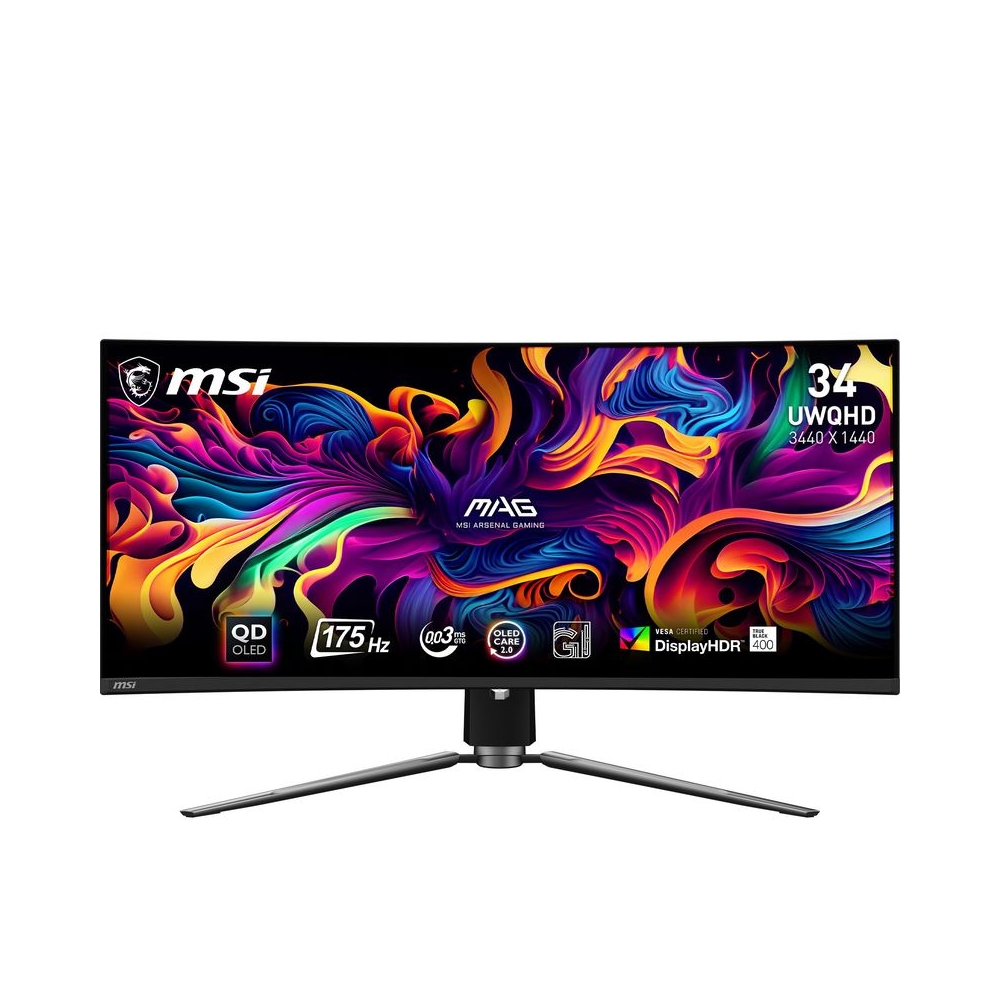 Buy MSI MAG 341CQP QD-OLED 34 Inch 2K UWQHD Curved Gaming Monitor - 1800R, 3440 x 1440 QD-OLED Panel, 175Hz / 0.03ms, 99% DCI-P3, ΔE≤2, DisplayHDR True Black 400, KVM - DP 1.4a, HDMI 2.1, USB Type-C DP Best Price in Poland, Express Delivery Warsaw, Kraków, Łódź, Wrocław, Poznań, Gdańsk, Szczecin, Bydgoszcz, Lublin, Białystok, Katowice, Gdynia