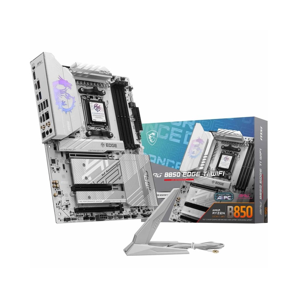 MSI MPG B850 Edge TI WiFi Motherboard, ATX - Supports AMD Ryzen 9000/8000 / 7000 Processors, AM5-80A SPS VRM, DDR5 Memory Boost (8400+MT/s OC), PCIe 5.0 x16, M.2 Gen5, Wi-Fi 7, 5G LAN