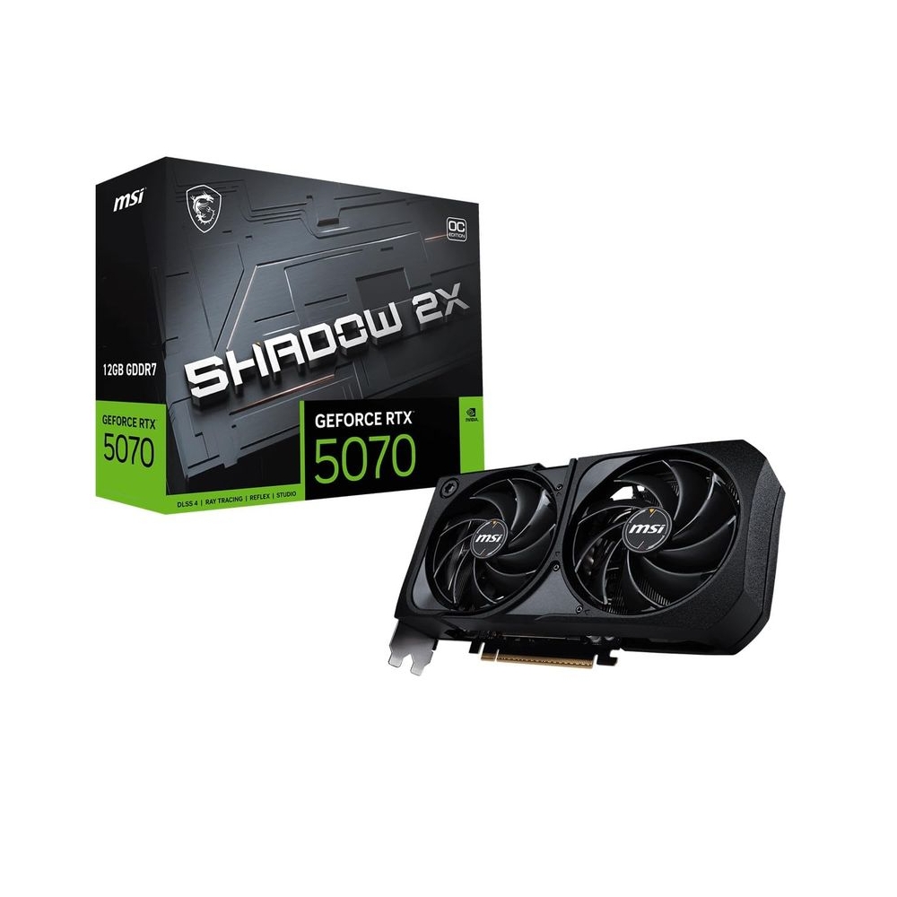 MSI GeForce RTX 5070 12G Shadow 2X OC Graphic Card - NVIDIA GeForce RTX 5070 GPU, 12GB GDDR7 192-bit Memory, 28 Gbps, PCI Express Gen 5 Interface, Upto 2542 MHz, TORX Fan 5.0
