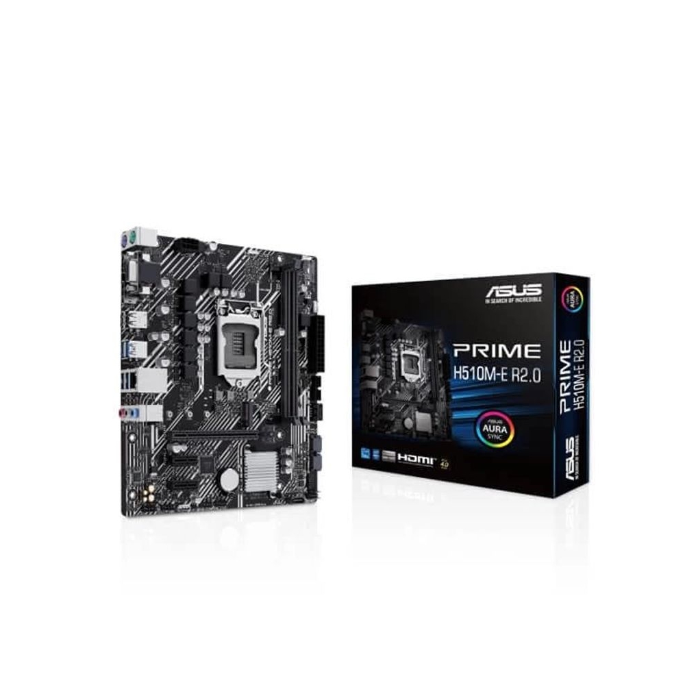 ASUS Prime H510M-E R2.0Intel® H470 (LGA 1200) Micro ATX Motherboard with PCIe 4.0, 32Gbps M.2 Slot, DisplayPort/HDMI™/VGA, USB 3.2 Gen 1 Ports, SATA 6 Gbps, Aura Addressable Gen 2