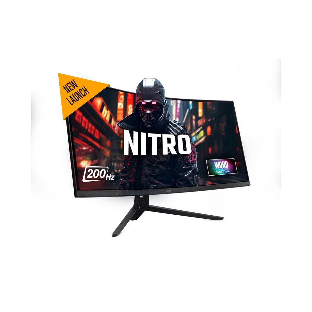 acer Nitro ED343CUR X0 34 Inch UWQHD (3440×1440) 21:9 Curved Gaming Monitor | 200Hz Refresh, 0.5ms Response | AMD FreeSync Premium | HDR10 | RGB Lighting | 2×HDMI 2.0, 2×DP 1.4, Audio Out, Speakers