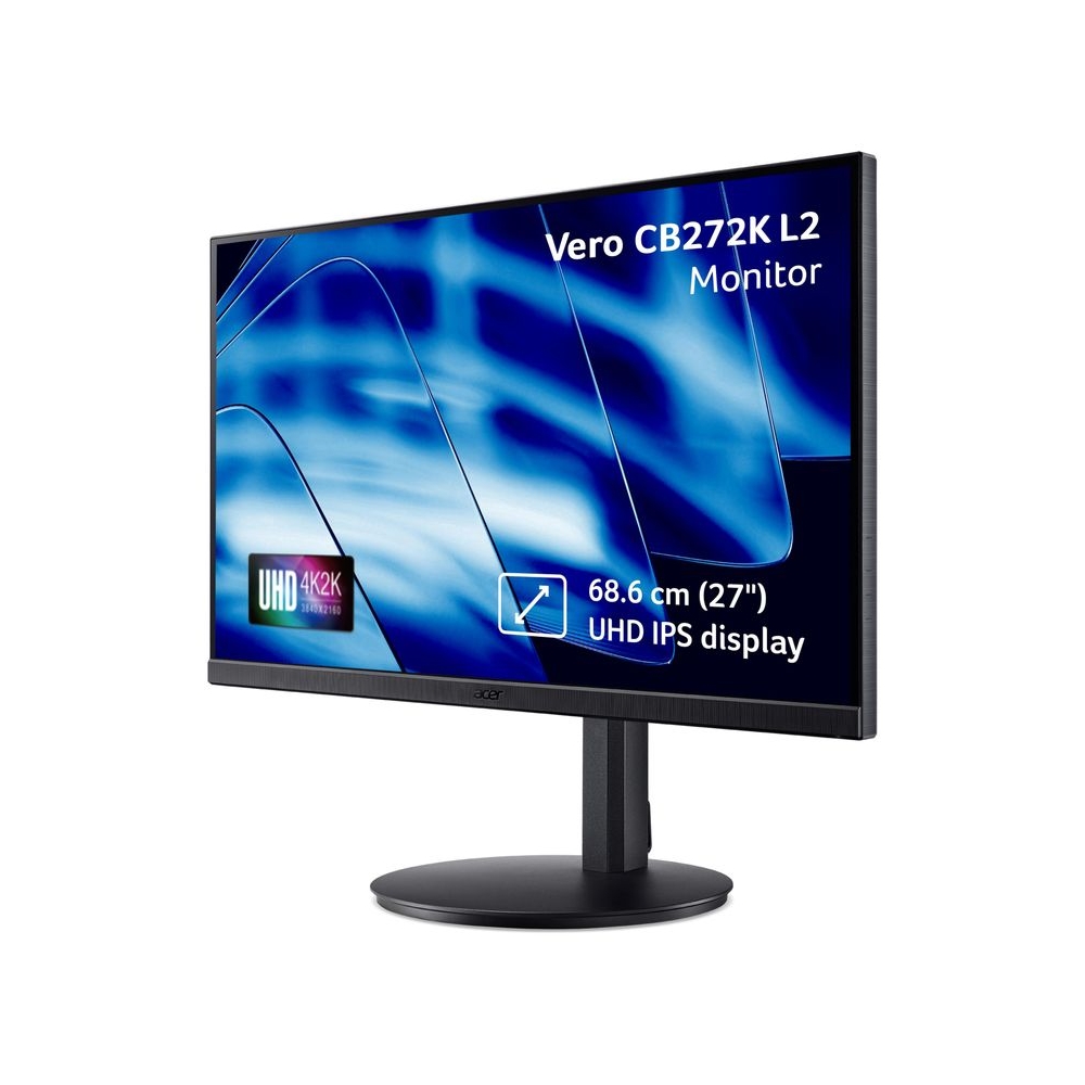 acer Vero CB272K L2 27 Inch 4K UHD (3840x2160) IPS Monitor | USB-C 90W PD | HDMI/DP | HDR10 | 95% DCI-P3 | ErgoStand Tilt/Swivel/Pivot/Height | FreeSync | PIP/PBP | TUV Eye Care | DFR I Speakers