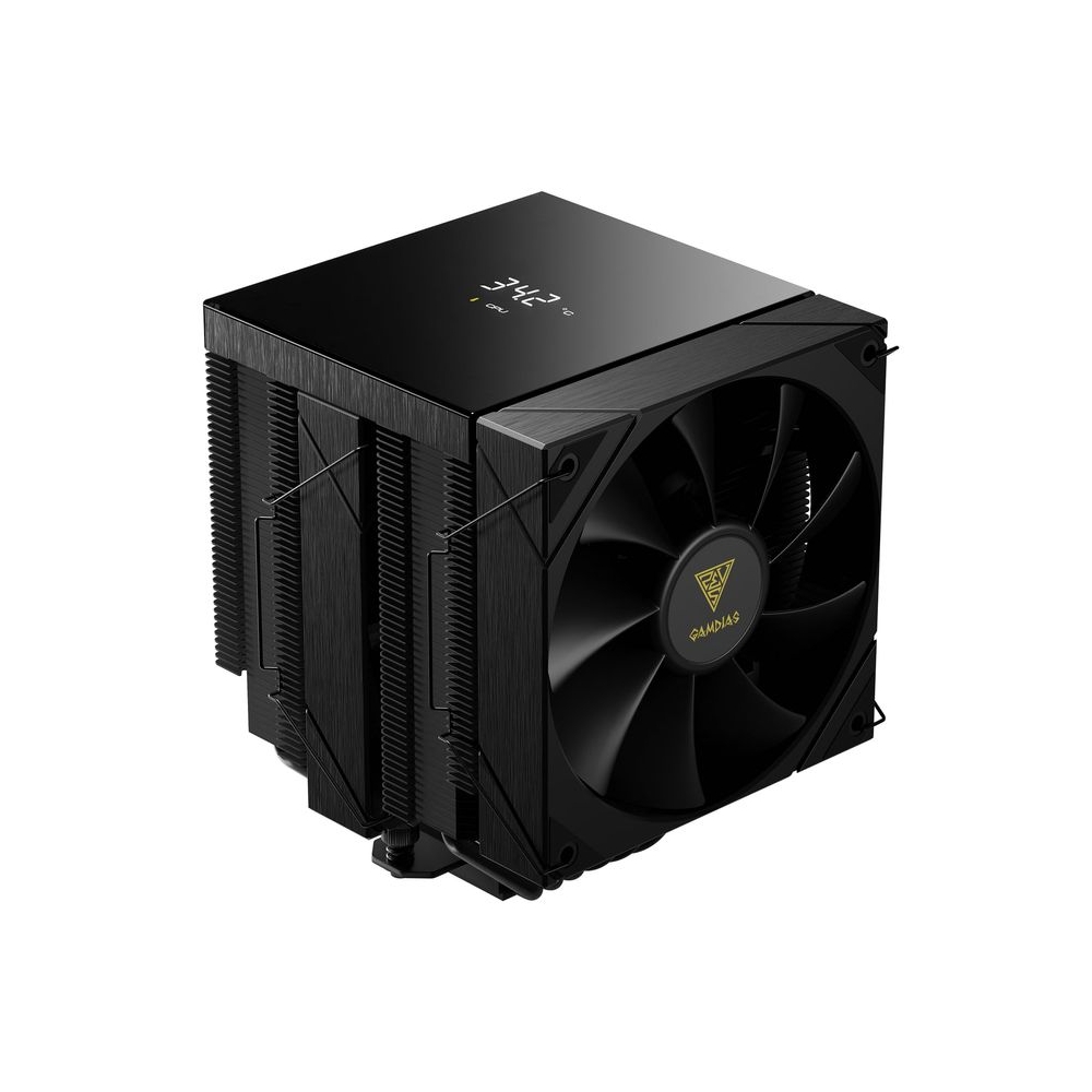 GAMDIAS Boreas P2-62D Digital Black CPU Air Coler | 6 Heat Pipes, Digital Screen w/Software, Dual High Airflow PWM Fans, Dual Tower, for AMD AM4/AM5/Intel LGA 1851/1700/1150/1151/1200