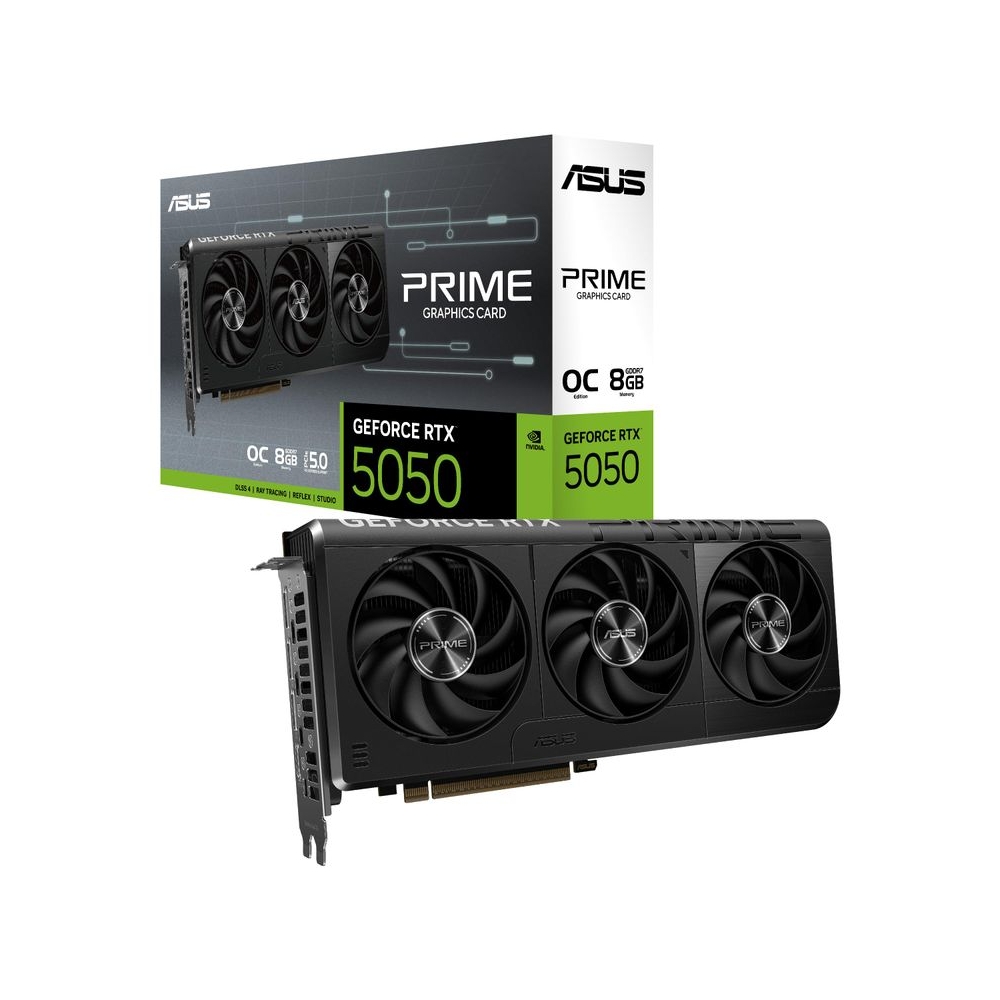 ASUS Prime GeForce RTX™ 5050 8GB GDDR6 OC, NVIDIA® GeForce RTX™ 5050, Digital Max Resolution 7680 x 4320, HDCP Support Yes (2.3), 2.5 Slot