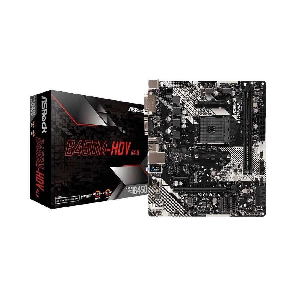 ASRock B450M-Hdv R4.0 Socket Am4/ AMD Promontory B450/ Ddr4/ Sata3&Usb3.1/ M.2/ A&Gbe/Microatx Motherboard