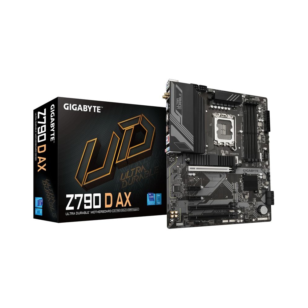 GIGABYTE Z790 D AX Gaming Motherboard – LGA1700, Supports Intel 14th/13th/12th Gen, DDR5, PCIe 5.0, Triple M.2, Wi-Fi 6E, 2.5Gb LAN, USB-C, HDMI, DisplayPort, ATX