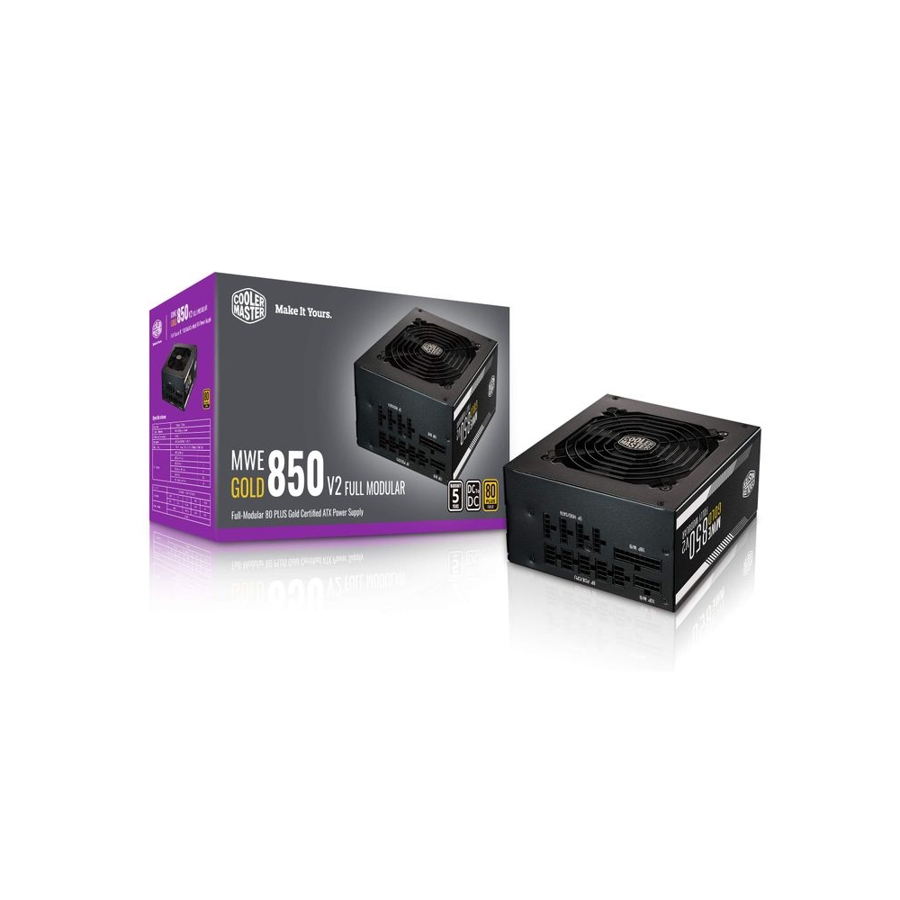 Cooler Master MWE 850 Gold V2 Power Supply - Fully Modular | 80 Plus Gold Certified | 120mm HDB Fan | DC-to-DC Circuit Design | 2 EPS Connectors | 850 Watt