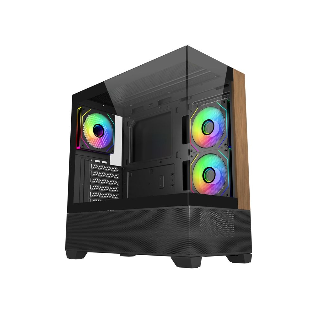 Cooler Master Elite 690 Wood Computer Case- Black |3 X Pre-Installed Reverse Argb Fans|Upto 360mm AIO Support| ATX Motherboard Support | RTX 50 Series Upto 425mm |Type C Connector | Fish Tank Case