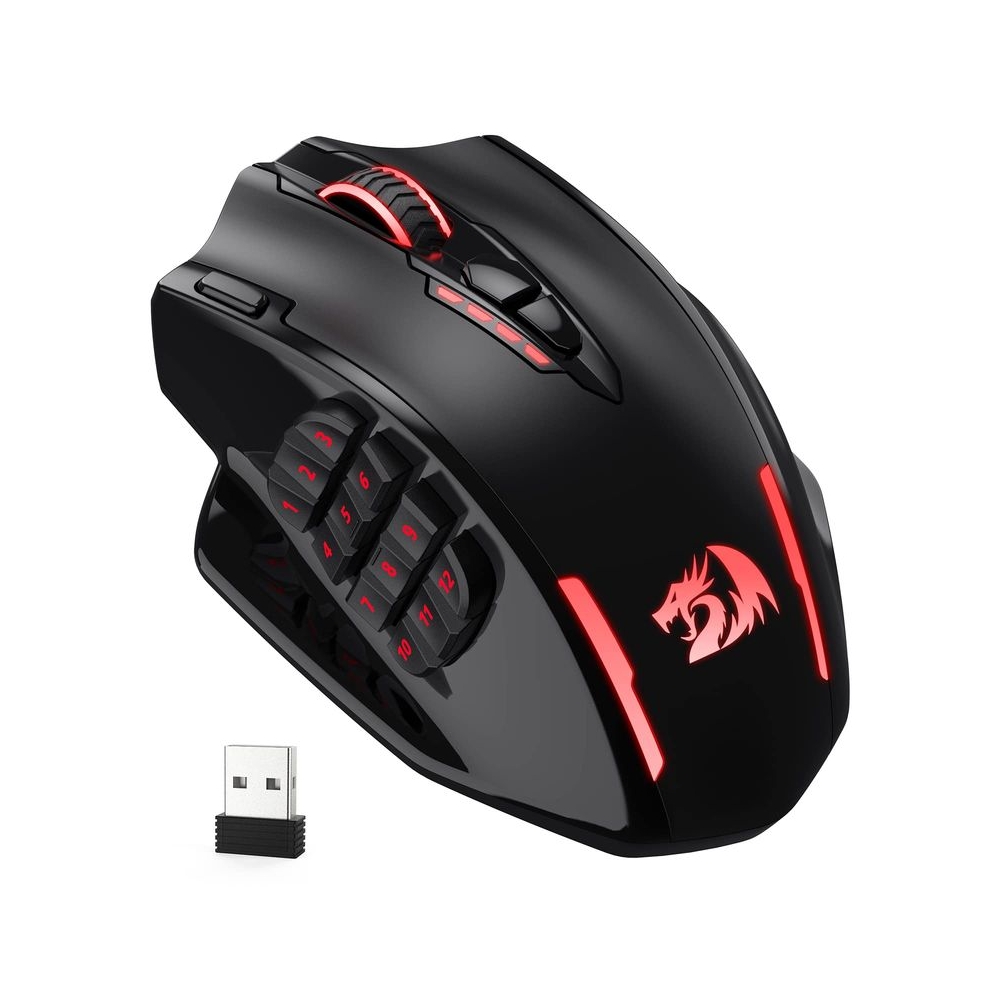 Buy Redragon M913 Impact Elite Wireless Gaming Mouse, 16000 DPI Wired/Wireless RGB Gamer Mouse with 16 Programmable Buttons, 45 Hr Battery and Pro Optical Sensor, 12 Side Buttons MMO Mouse Best Price in Lebanon, Express Delivery Beirut, Tripoli, Sidon, Tyre, Byblos, Jounieh, Zahle, Baalbek, Nabatieh, Zgharta