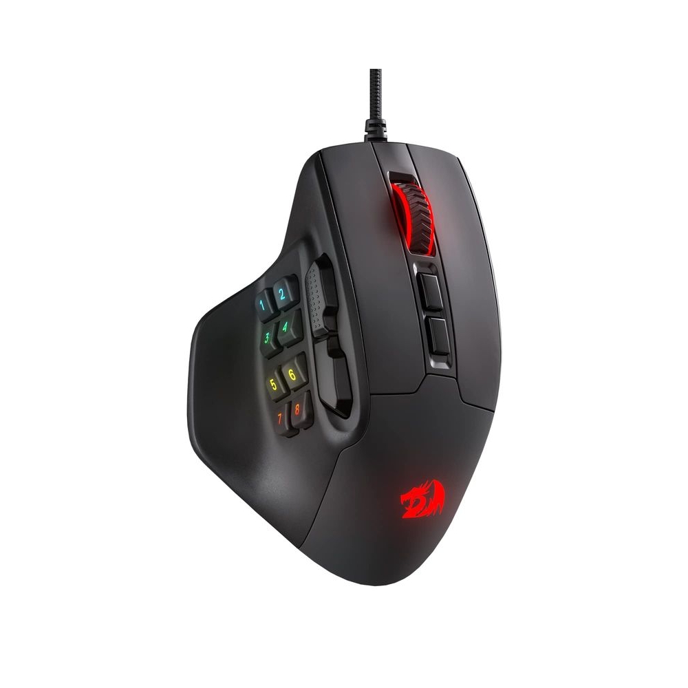 Redragon M811 Aatrox MMO Gaming Mouse, 15 Programmable Buttons Wired RGB Gamer Mouse w/Ergonomic Natural Grip Build, 10 Side Macro Keys, Software Supports DIY Keybinds & Backlit
