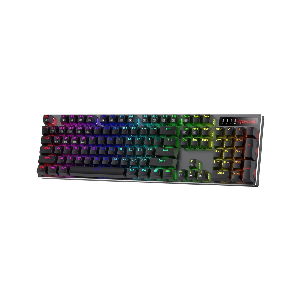 Redragon K556 PRO Upgraded Wireless RGB Gaming Keyboard, BT/2.4Ghz Tri-Mode Aluminum Mechanical Keyboard w/No-Lag Connection, Hot-Swap Linear Quiet Red Switch