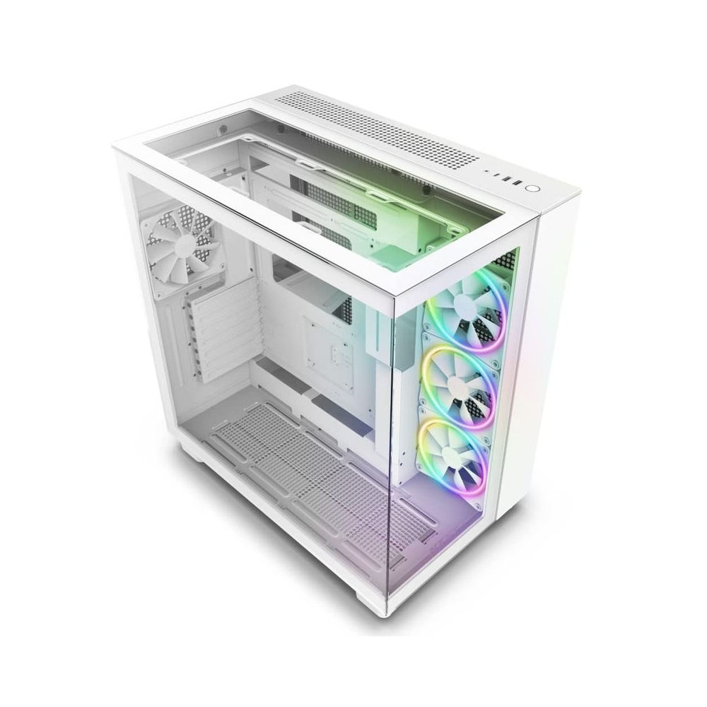 NZXT Glass H9 Elite Premium Dual-Chamber ATX Mid- Tower Computer Case/Gaming Cabinet| Support - ATX, Micro-ATX, Mini ITX | Pre-Installed 4 X 120Mm Fans - Cm-H91Ew-01 (White)