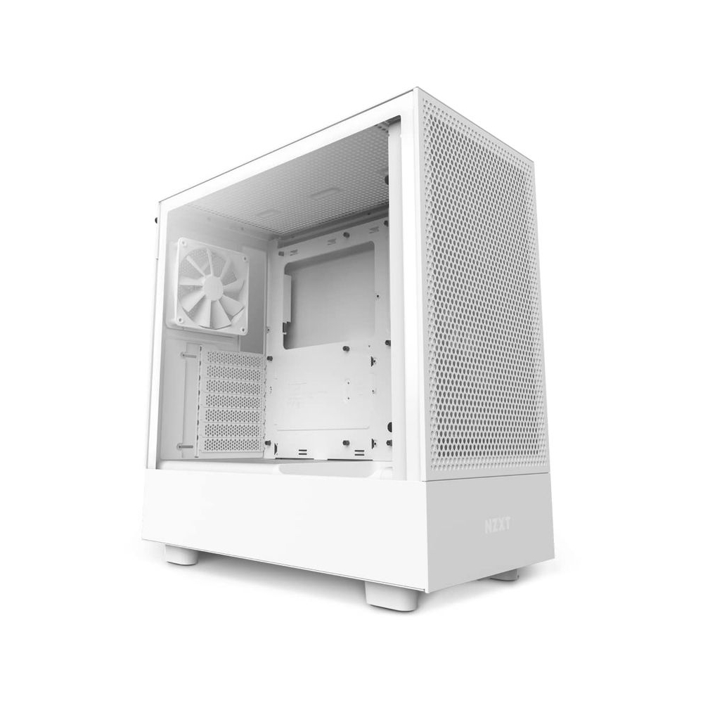 NZXT Tempered_Glass H5 Flow RGB Compact ATX Mid-Tower Computer Case/Gaming Cabinet|Support Mini-Itx,Micro-ATX,ATX|Pre-Installed 2 X 140Mm Front Fans,1 X 120Mm Rear&Bottom Fans-Cc-H51Fw-R1 (White)
