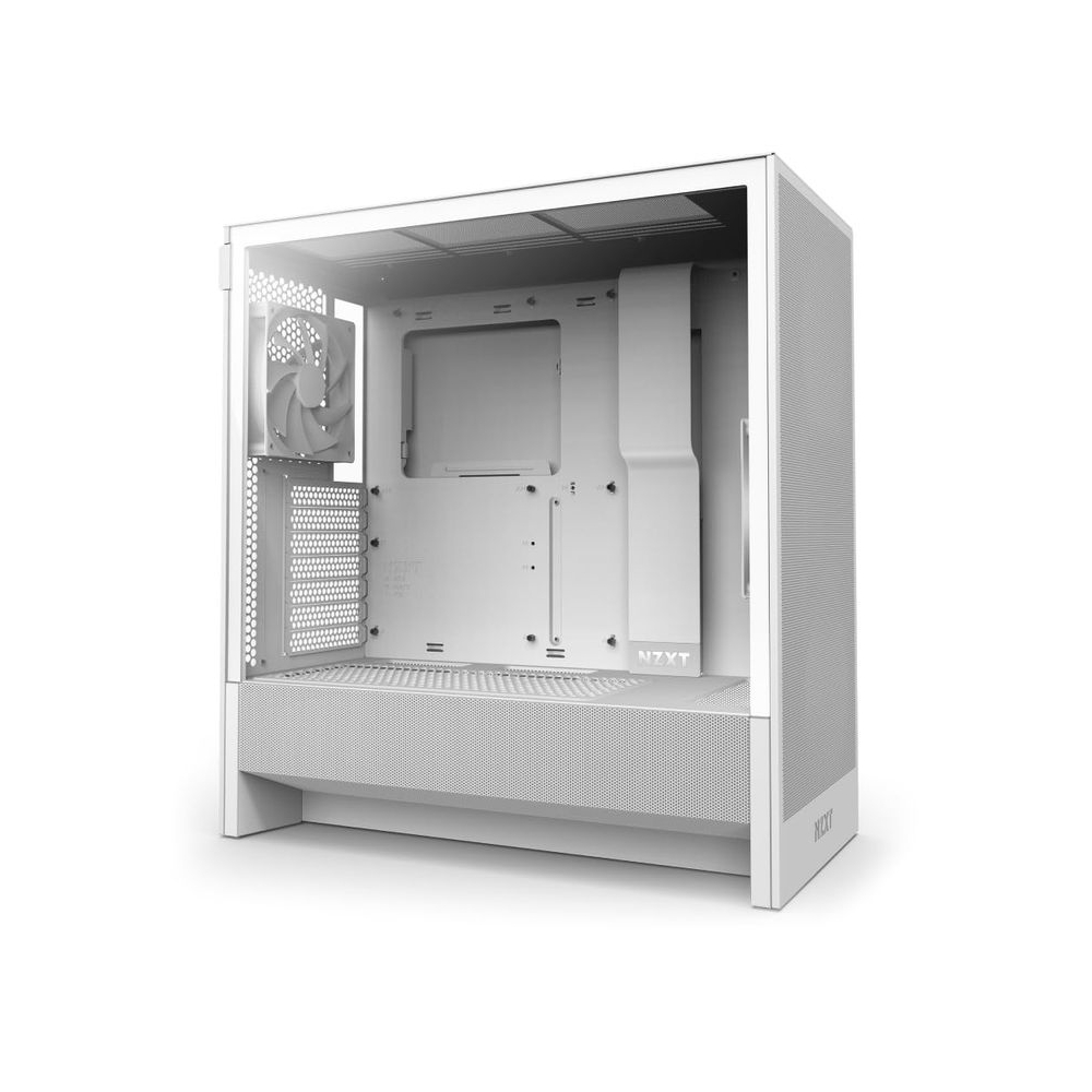 NZXT H5 Flow 2024 - Compact ATX Mid-Tower PC Gaming Case - High Airflow - 2 x 120mm Fans Included - 360mm Front & 240mm Top Radiator Support - Cable Management System - Tempered Glass - White
