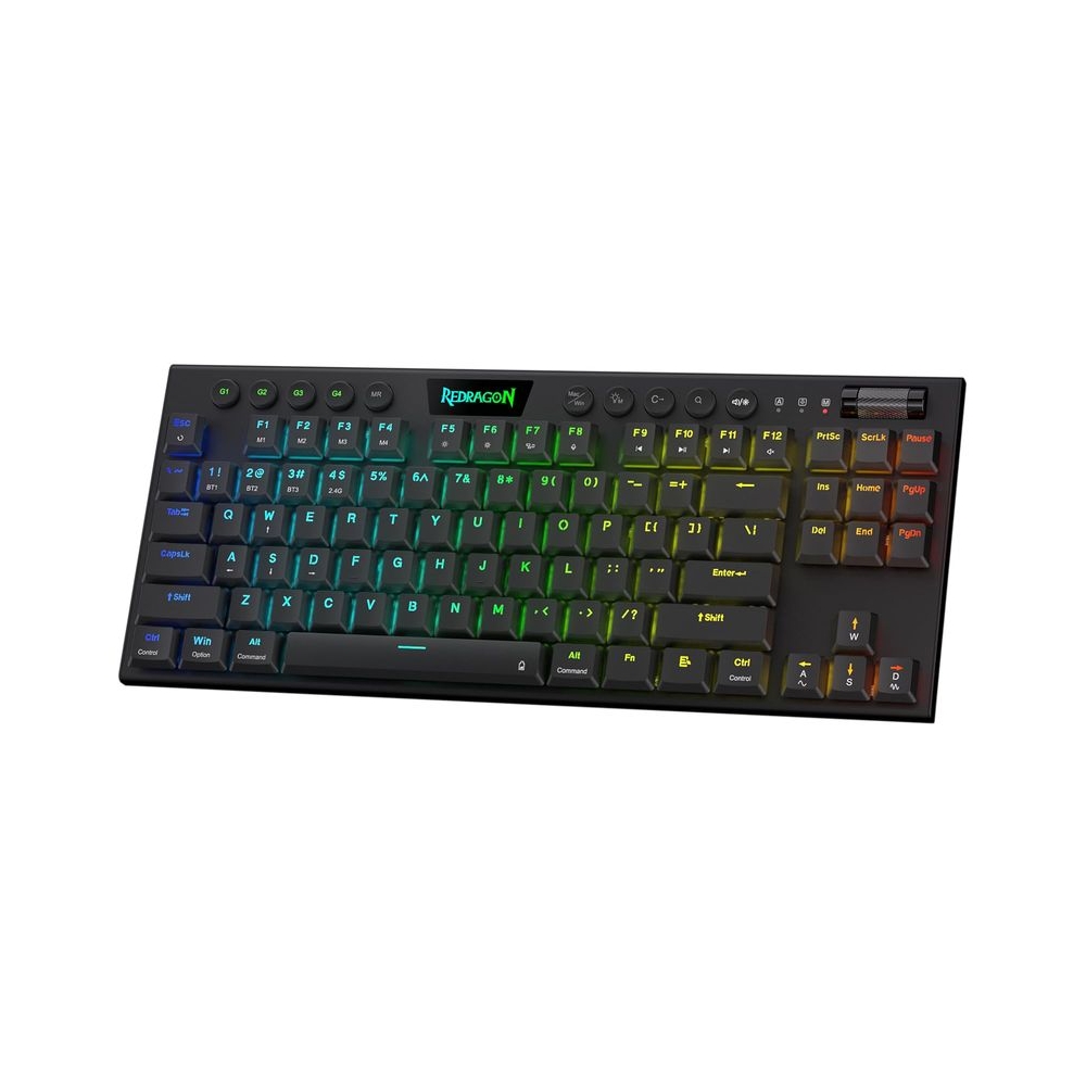 Redragon K621 Horus TKL RGB Mechanical Keyboard, 5.0 BT/2.4 Ghz/Wired Three Modes 80% Ultra-Thin Low Profile w/Dedicated Media Control & Linear Red Switches, Black