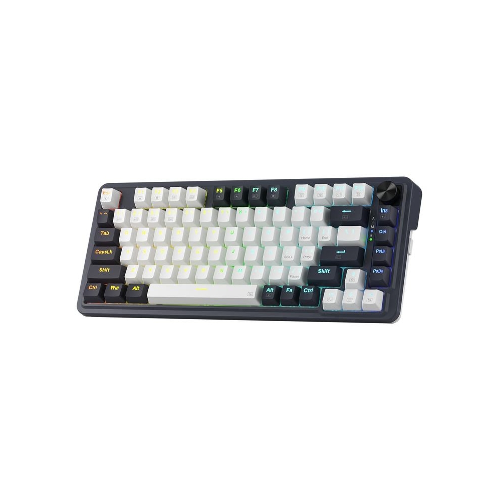 Redragon K673 PRO 75% Wireless Gasket RGB Gaming Keyboard, 3-Modes 81 Keys Compact Mechanical Keyboard w/Hot-Swap Socket, Dedicated Knob Control & Sound Absorbing Pads, Linear Red Switch