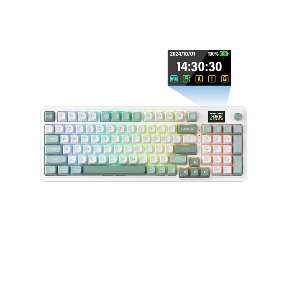 Redragon K719 Wireless Gasket Gaming Keyboard with Hype Screen Button Mechanical Keyboard with 95 Keys Easy to Use 1.14 Inch TFT Info Display 5-Layer Noise Reduction Linear Switch