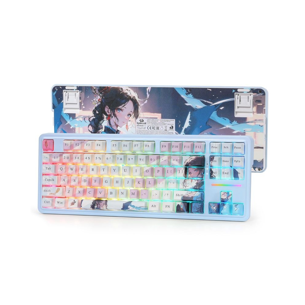 Redragon K728 PRO SE 80% 87 Keys Wireless Gasket RGB Gaming Keyboard, 3-Mode Anime Mechanical Keyboard w/Hot-Swap South-Facing LED Socket, 5-Layer Noise Dampening, Custom Hi-Fi Linear Switch