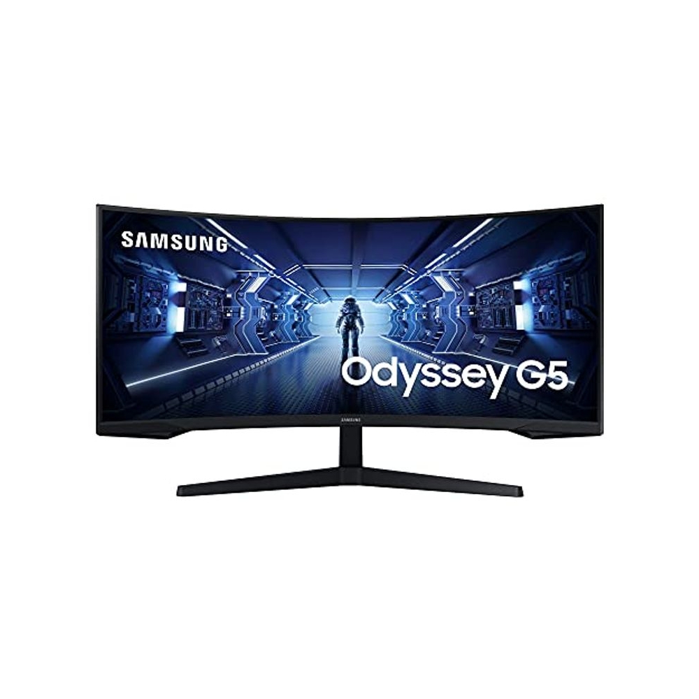 Samsung 34"(86.42cm) Odyssey G5 Curved Gaming Monitor|WQHD 3440 x 1440|1000R|165Hz|1ms|21:9|Wall Mountable|FreeSync Premium|Ports-DP, HDMI, Headphone|DP Cable|Eye-Saver|LC34G55TWWWXXL|Black
