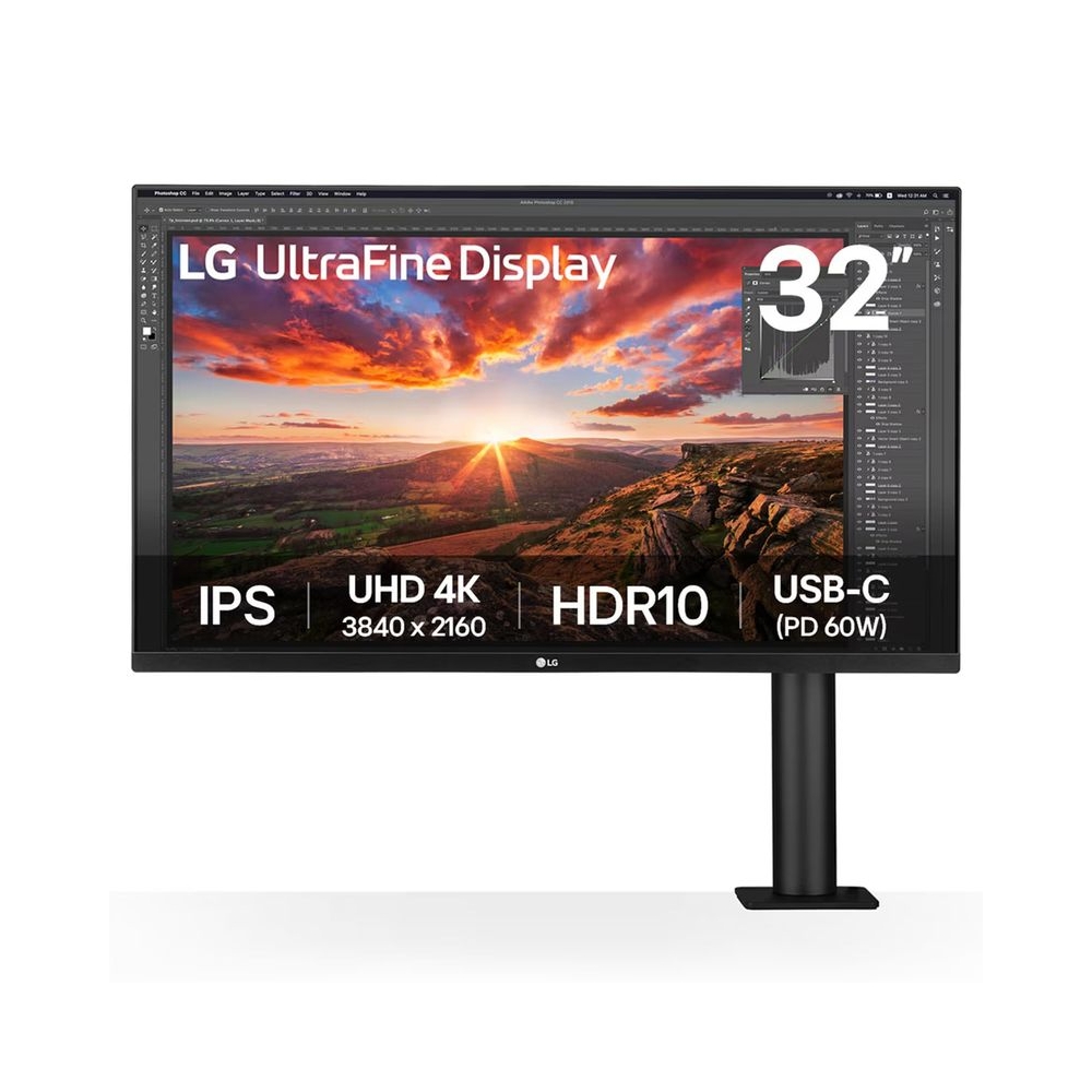 LG 32UN880-B 32" Ultrafine Display Ergo UHD 4K IPS Display with HDR 10 Compatibility and USB Type-C Connectivity, Black