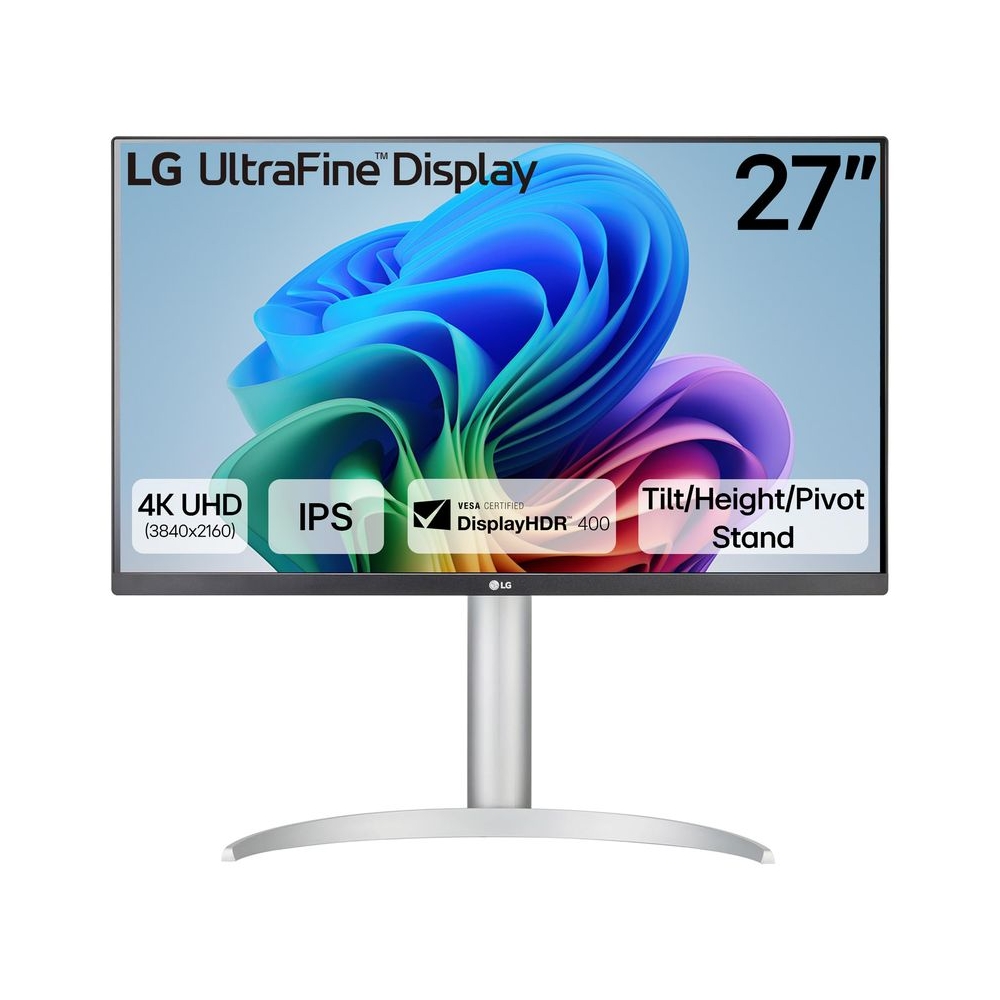 LG 27UP650K-W 27-inch Ultrafine 4K UHD (3840 x 2160) IPS Computer Monitor, 60Hz, 5ms, DisplayHDR 400, Reader Mode, Flicker Safe, HDMI, DisplayPort, Tilt/Height/Pivot Adjustable Stand, White