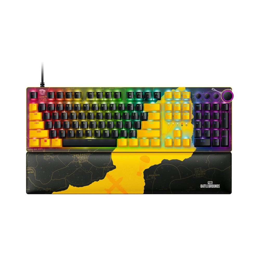 Razer Huntsman V2 Optical Gaming Keyboard: Fastest Clicky Optical Switches w/Quick Keystrokes & 8000Hz Polling Rate - Doubleshot PBT Keycaps - Dedicated Media Keys & Dial - PUBG: Battleground Edition