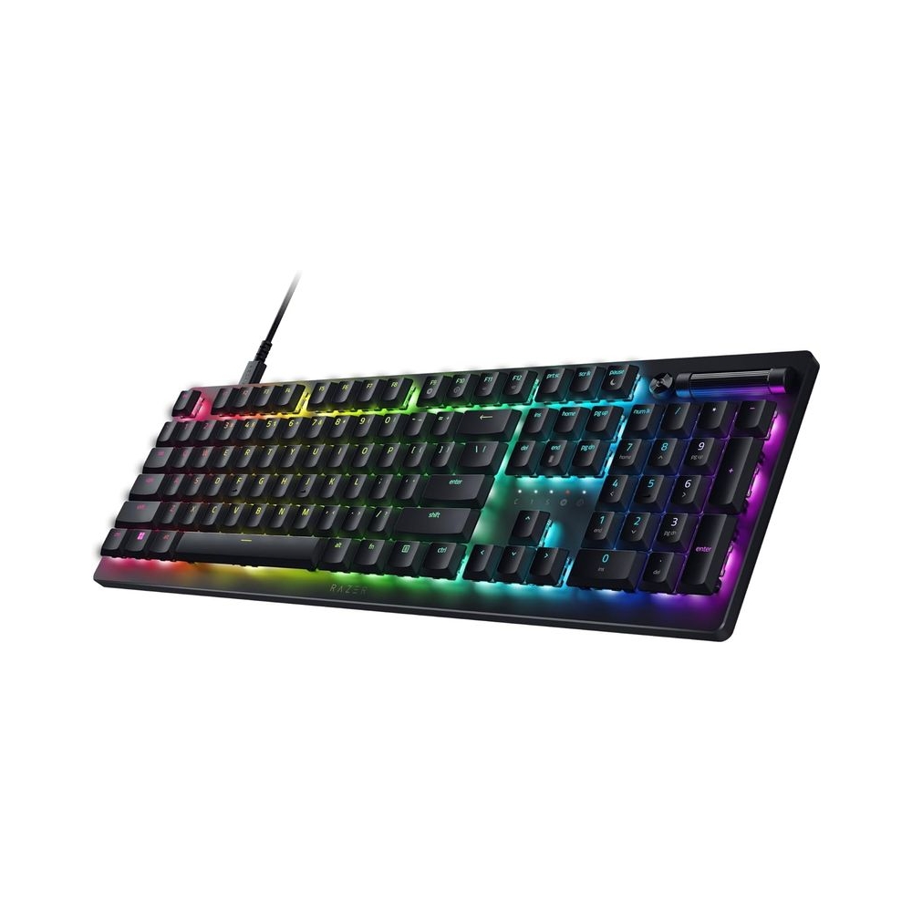 Razer DeathStalker V2 Gaming Keyboard: Low-Profile Optical Switches - Clicky Purple - Ultra-Durable Coated Keycaps - Durable Aluminum Top Plate - Multi-Function Roller and Media Button - Chroma RGB
