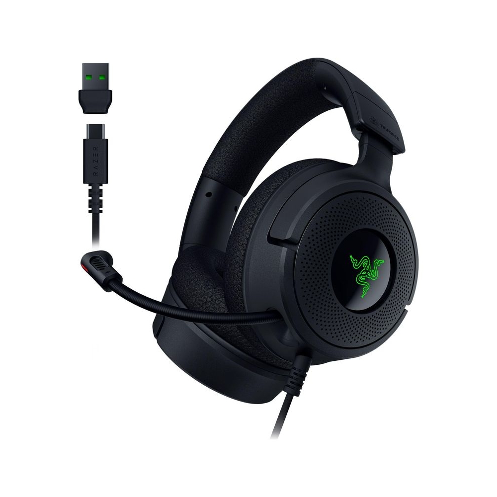 Razer Kraken V4 X Wired Gaming Headset: 40 mm Drivers - Cardioid Mic - Memory Foam Cushions - Chroma RGB Lighting - Type C & Type A Cable - for PC, Mac, PS5, Nintendo Switch, Steam Deck, Smartphone