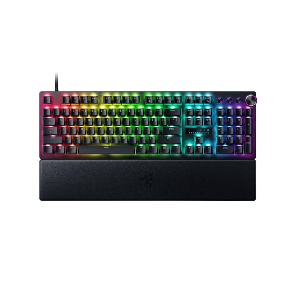 Razer Huntsman V3 Pro Esports Gaming Keyboard, Analog Optical Switches w/Rapid Trigger & Adjustable Actuation, Media Keys & Dial, Doubleshot PBT Keycaps, Aluminum Top Plate, Wrist Rest - Black