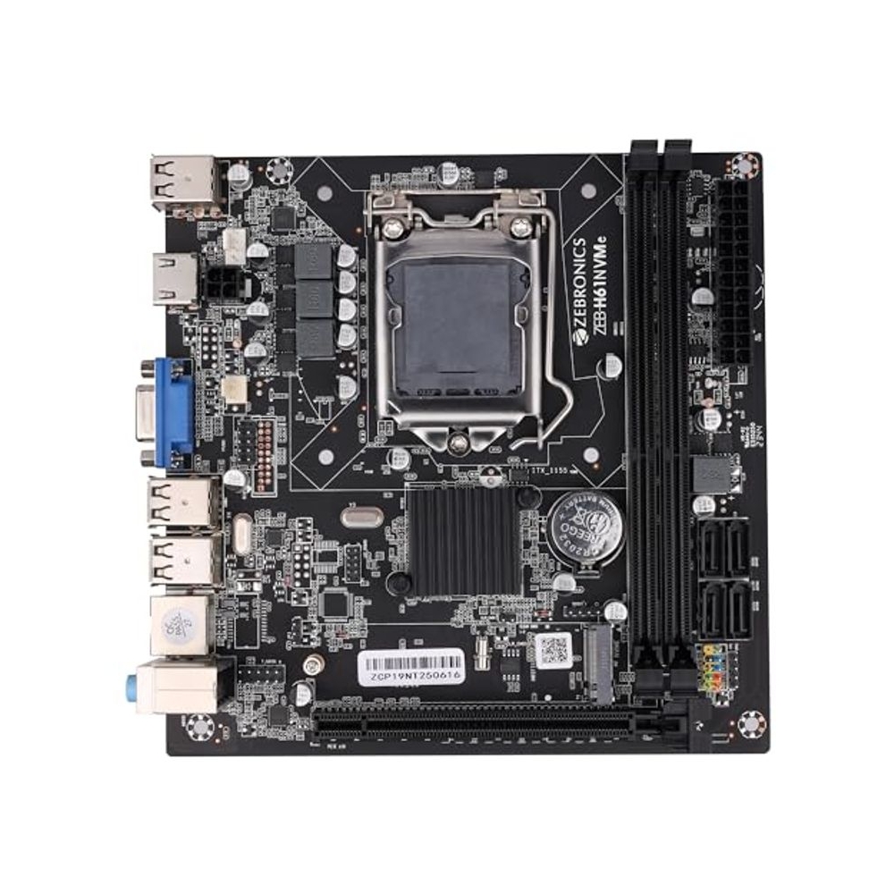 ZEBRONICS H61-NVMe Micro-ATX Motherboard for LGA 1155 Socket, Supports Intel 2nd & 3rd Generation Processors, M.2 Slot, 5.1 Audio, DDR3 1600 MHz, Ports (RJ45 | SATA | USB | HDMI)