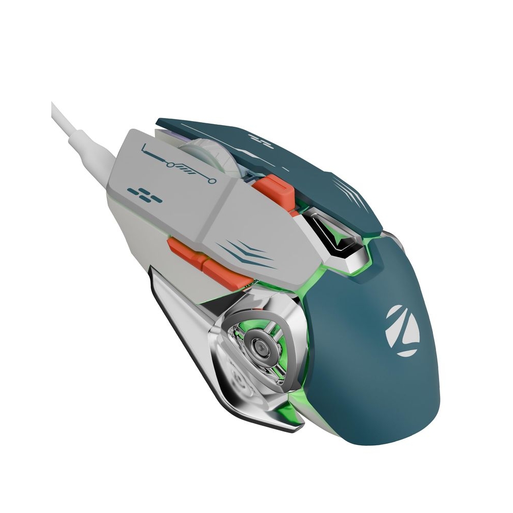 Zebronics Transformer M Plus Wired Gaming Mouse, Up to 12800 DPI, 6 Buttons with a 6-Level DPI Switch, 8 RGB Modes, 1000Hz Polling Rate, 1.5m Detachable Cable, Gaming Grade Sensor (Grey + Blue)